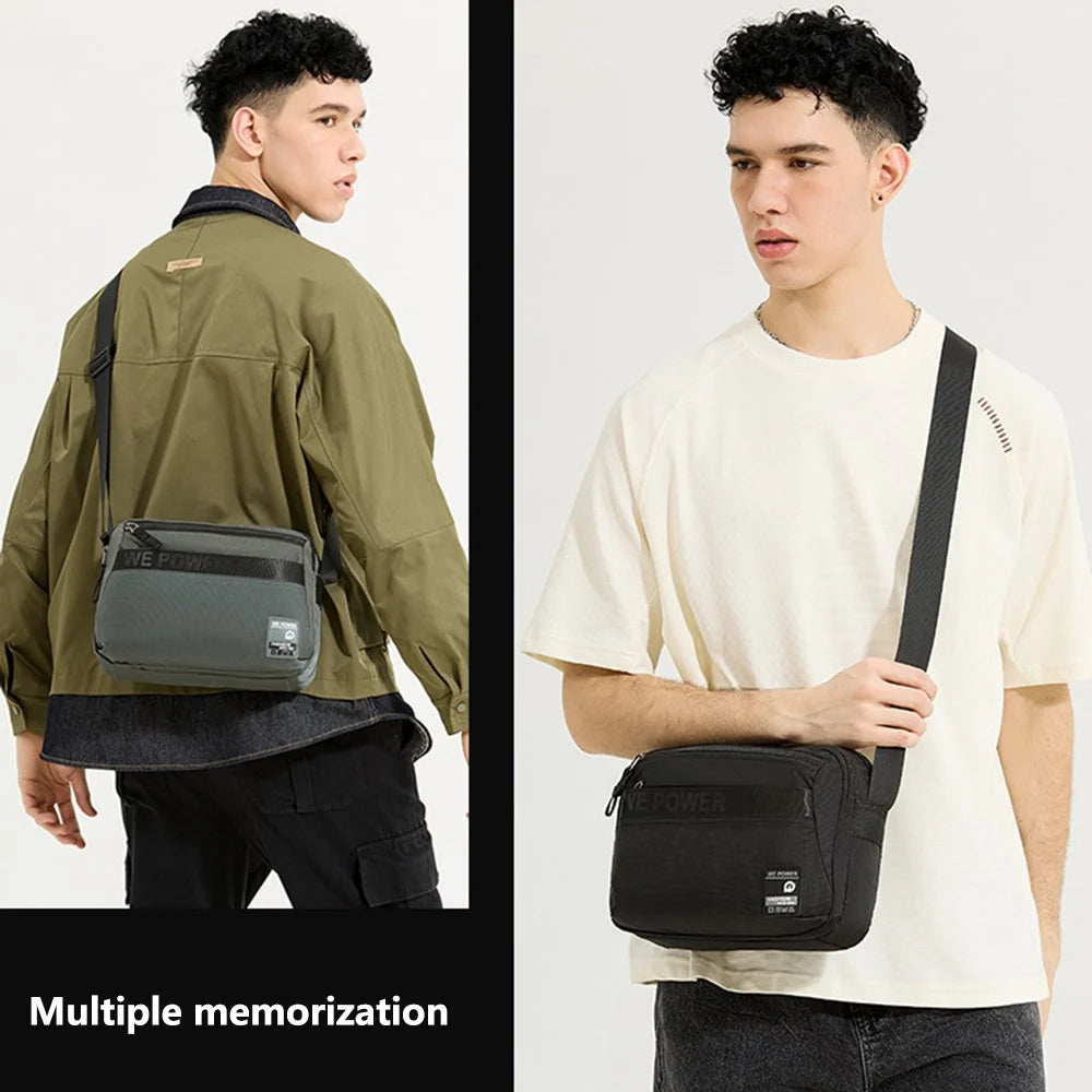 WEPOWER 8703 Men Lightweight Shoulder Bag Waterproof Nylon Small Square Crossbody Bag - Black - 7