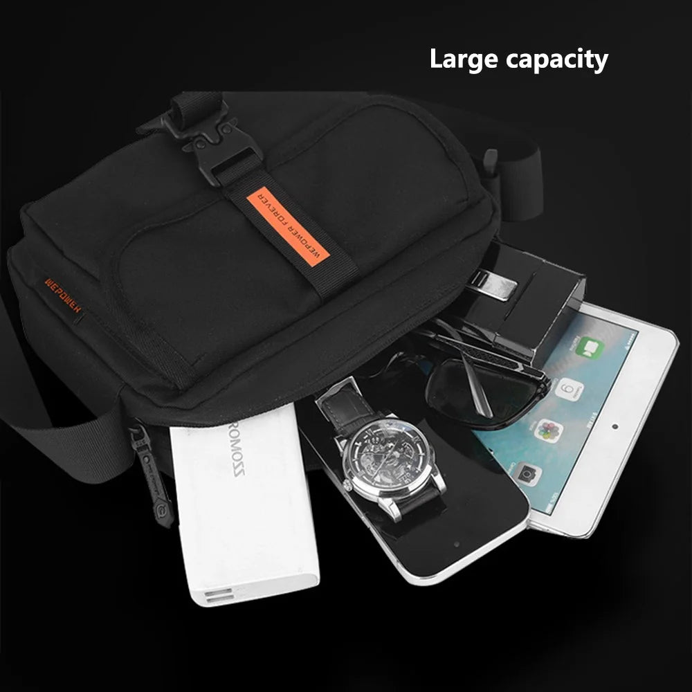 WEPOWER 5903 Men Waterproof Nylon Crossbody Shoulder Bag with Quick Release Buckle - Black - 2