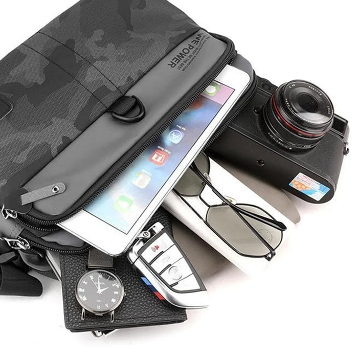 WEPOWER 1790 Men's Crossbody Bag Business Travel Shoulder Bag 20x8x14cm Nylon Waist Pack - Black - 4
