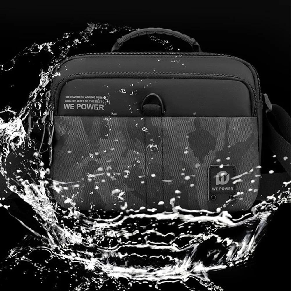 WEPOWER 1791 Men Business Casual Nylon Single Shoulder Crossbody Bag, Size L 25x10x19cm - Black - 3