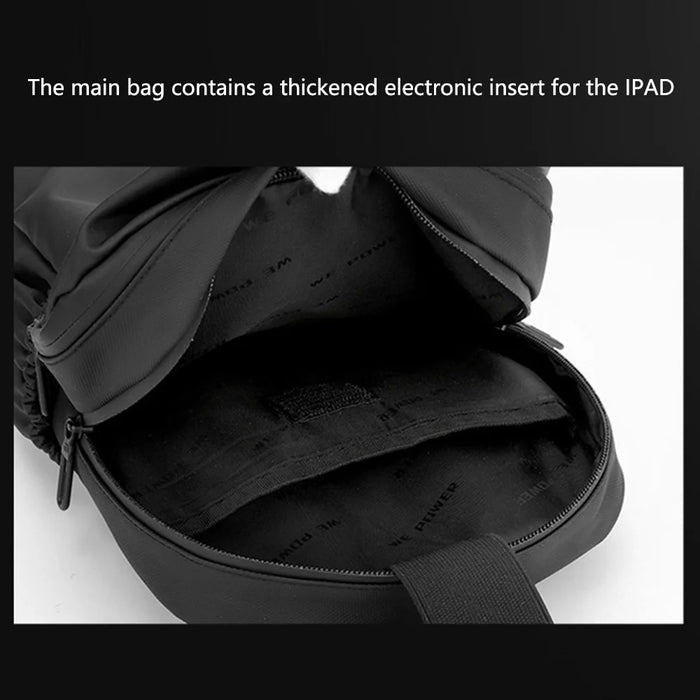 WEPOWER 1297 Men's Nylon Chest Bag Crossbody Bag Travel Shoulder Bag Daypack - Black - 5