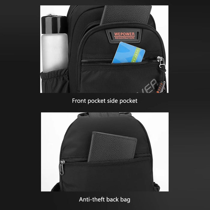 WEPOWER 2307 Business Chest Bag Men's Nylon Crossbody Bag Travel Shoulder Bag Daypack - Black - 4