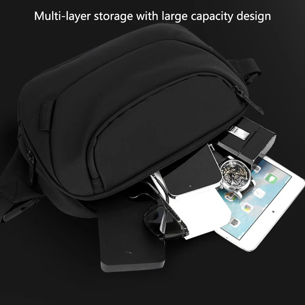 WEPOWER 1272 Men Single Shoulder Chest Bag Nylon Waist Pack Casual Crossbody Bag - Black - 2