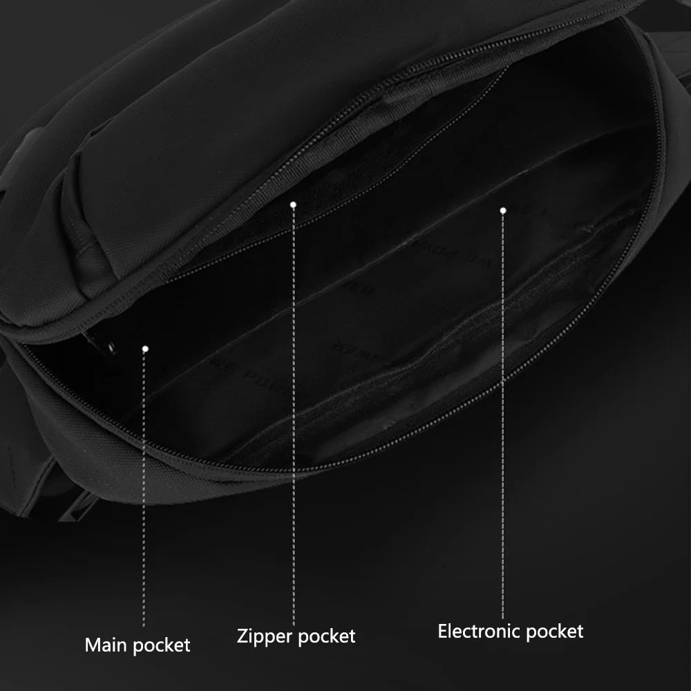 WEPOWER 1272 Men Single Shoulder Chest Bag Nylon Waist Pack Casual Crossbody Bag - Black - 3