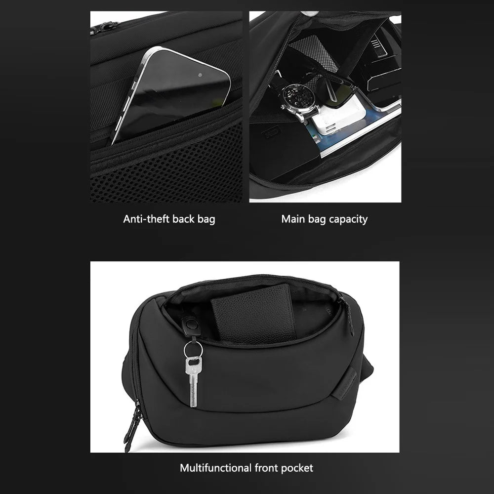 WEPOWER 1272 Men Single Shoulder Chest Bag Nylon Waist Pack Casual Crossbody Bag - Black - 4