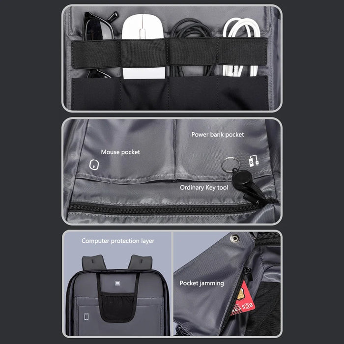 MARK RYDEN MR7917 17.3 inch Laptop Backpack Hardshell Business Travel Backpack with Anti-Theft Lock - Grey - 6