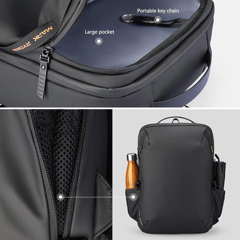 MARK RYDEN MR2493 Stylish Men Travel Backpack Waterproof Oxford Cloth Laptop Daypack - Black - 4