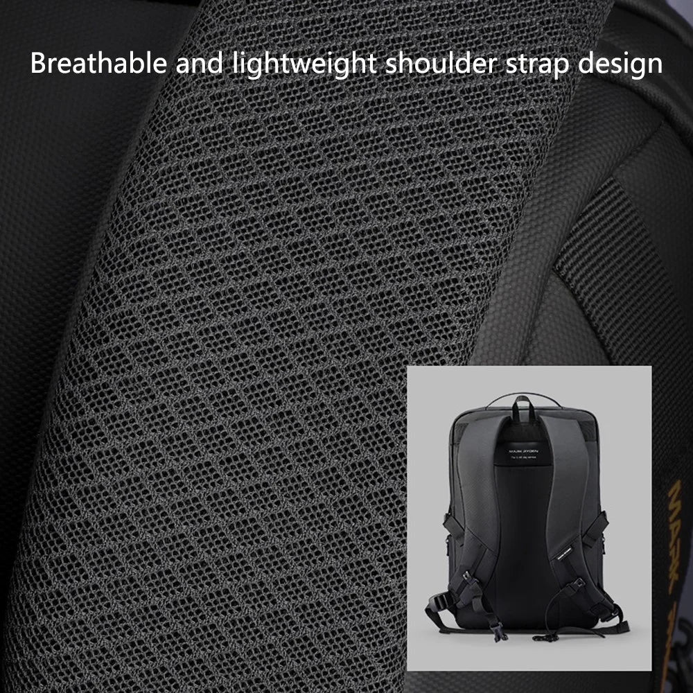 MARK RYDEN MR2493 Stylish Men Travel Backpack Waterproof Oxford Cloth Laptop Daypack - Black - 6
