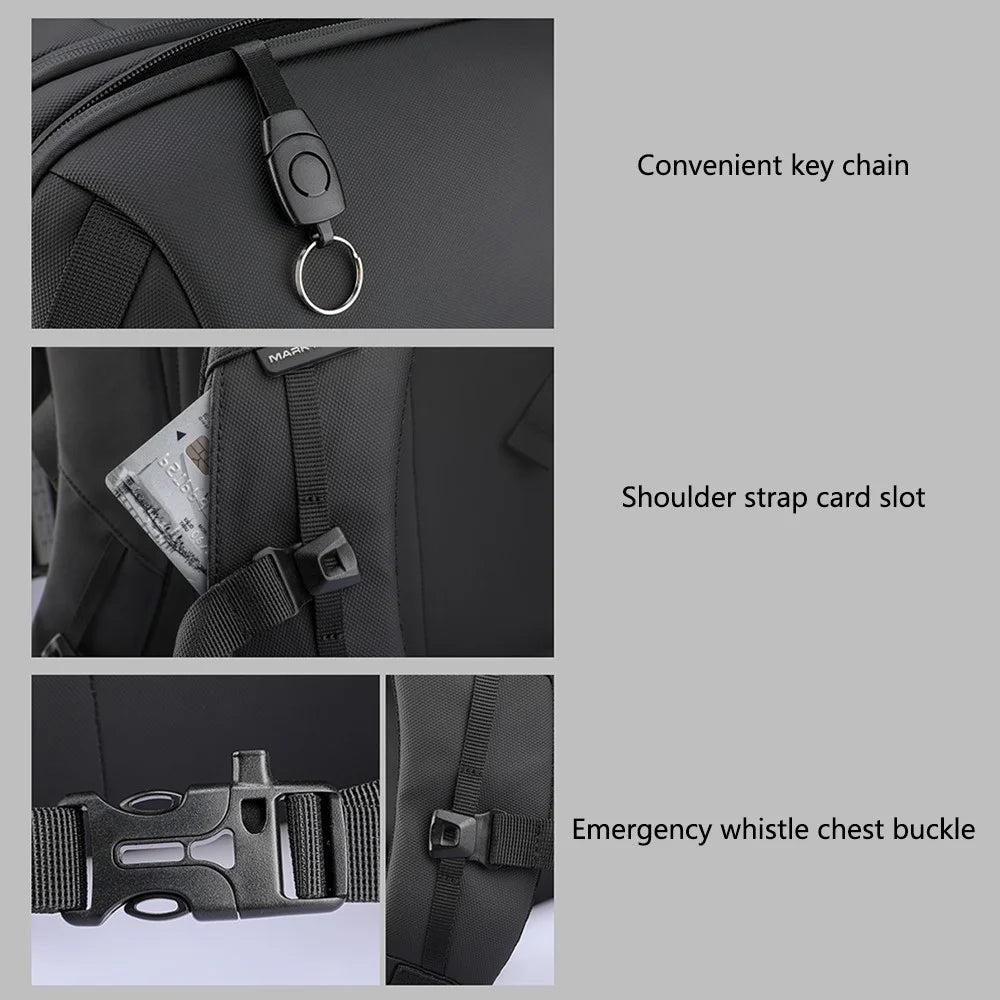 MARK RYDEN MR2493 Stylish Men Travel Backpack Waterproof Oxford Cloth Laptop Daypack - Black - 7