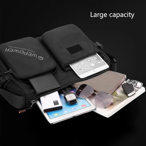 WEPOWER 2313 Men Casual Travel Nylon Messenger Bag Large Capacity Crossbody Bag - Black - 2
