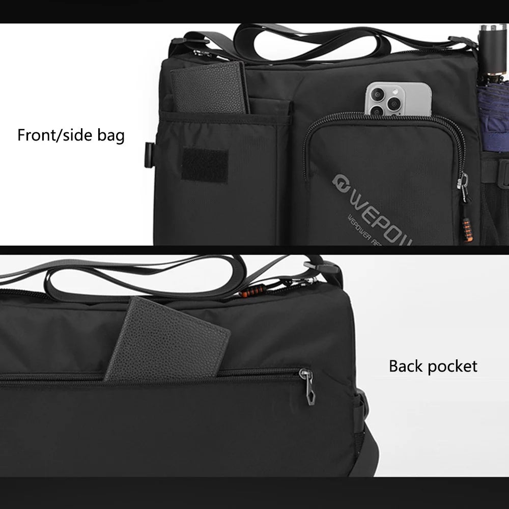 WEPOWER 2313 Men Casual Travel Nylon Messenger Bag Large Capacity Crossbody Bag - Black - 3