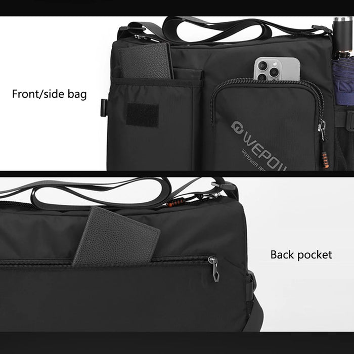 WEPOWER 2313 Men Casual Travel Nylon Messenger Bag Large Capacity Crossbody Bag - Black - 3