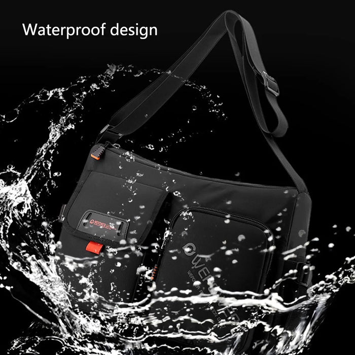 WEPOWER 2313 Men Casual Travel Nylon Messenger Bag Large Capacity Crossbody Bag - Black - 5
