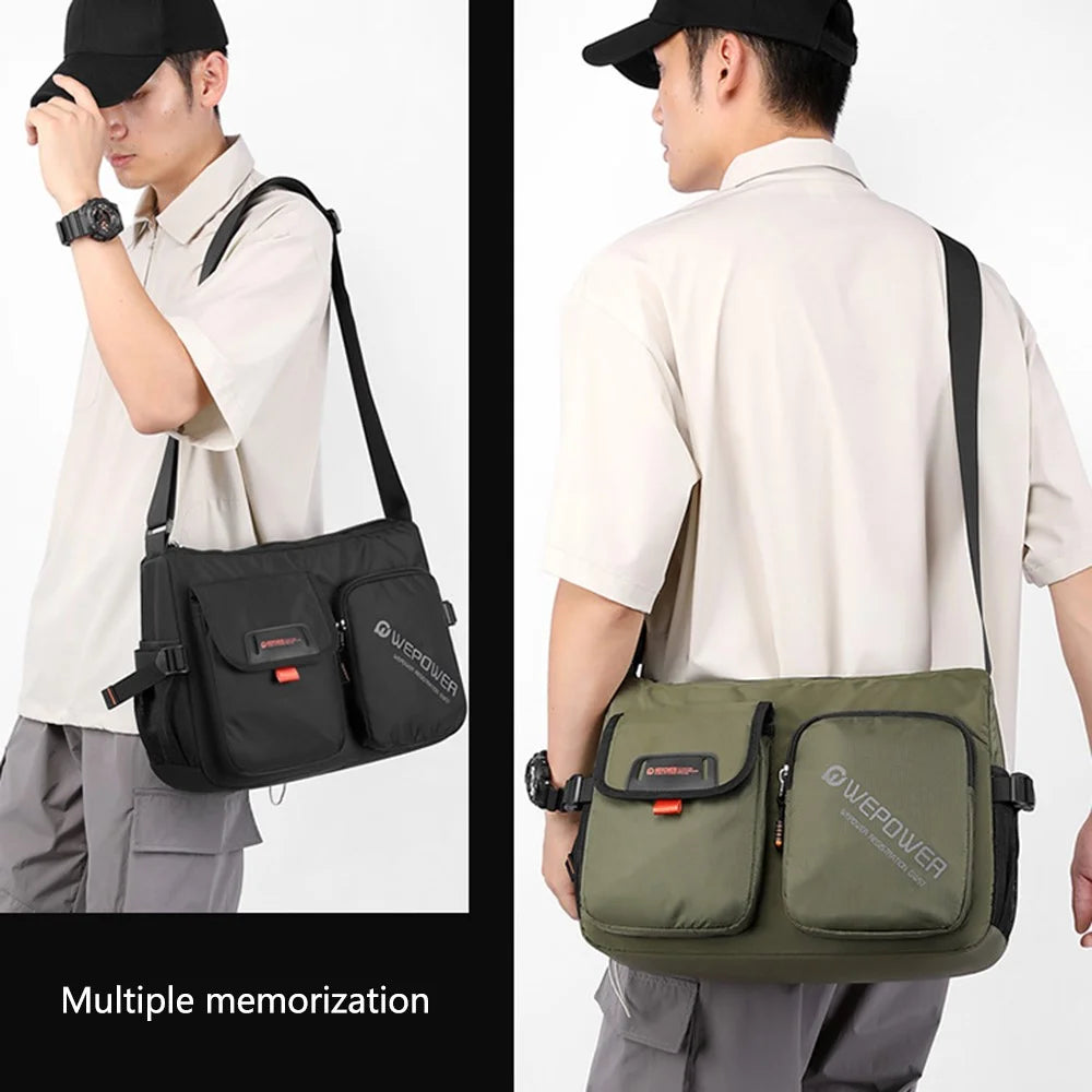 WEPOWER 2313 Men Casual Travel Nylon Messenger Bag Large Capacity Crossbody Bag - Black - 7