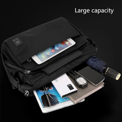 WEPOWER 3026 Men Commuting Casual Nylon Large Capacity Single Shoulder Crossbody Bag - Black - 2