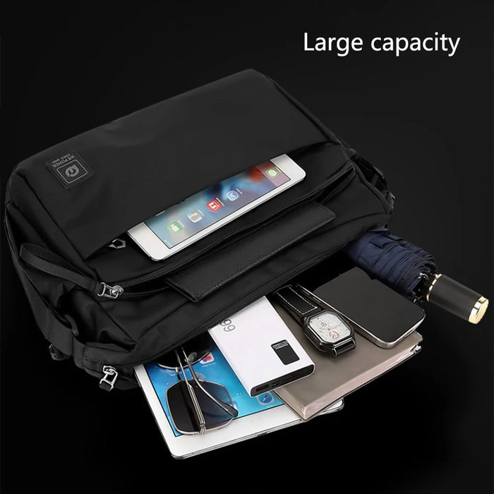 WEPOWER 3026 Men Commuting Casual Nylon Large Capacity Single Shoulder Crossbody Bag - Black - 2