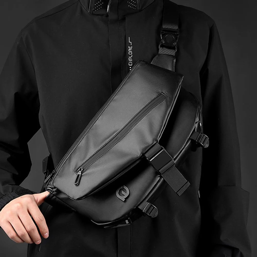 WEPOWER 7678 Men Single Shoulder Chest Bag Stylish Nylon Crossbody Bag - Black - 2