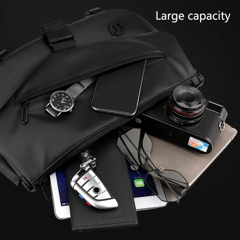 WEPOWER 7678 Men Single Shoulder Chest Bag Stylish Nylon Crossbody Bag - Black - 3