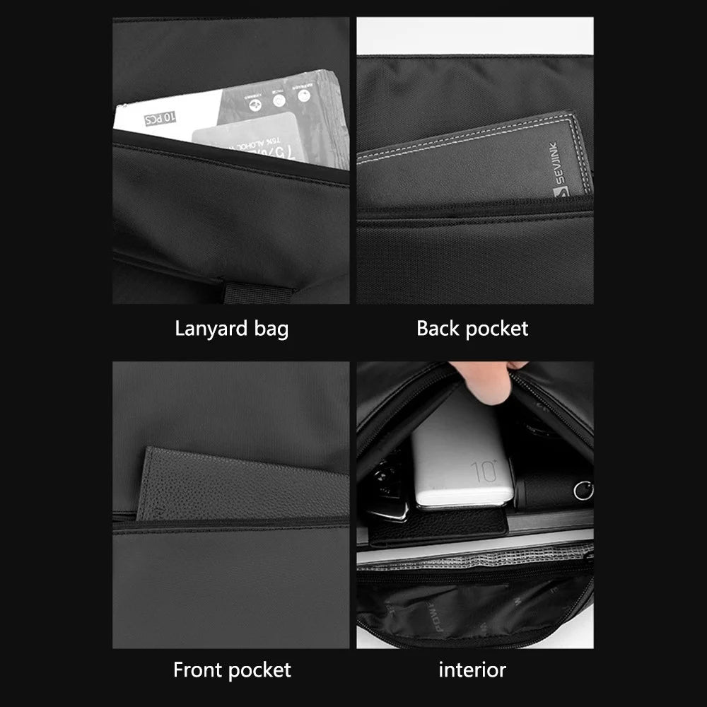 WEPOWER 7678 Men Single Shoulder Chest Bag Stylish Nylon Crossbody Bag - Black - 5