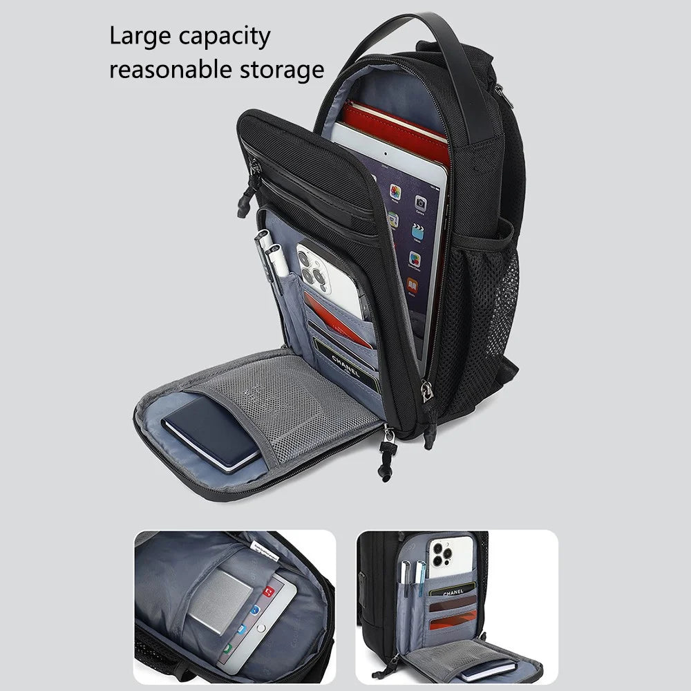 COOLBELL CB-7201 Crossbody Bag Men Stylish Chest Pack with External Charging Port - Black - 2