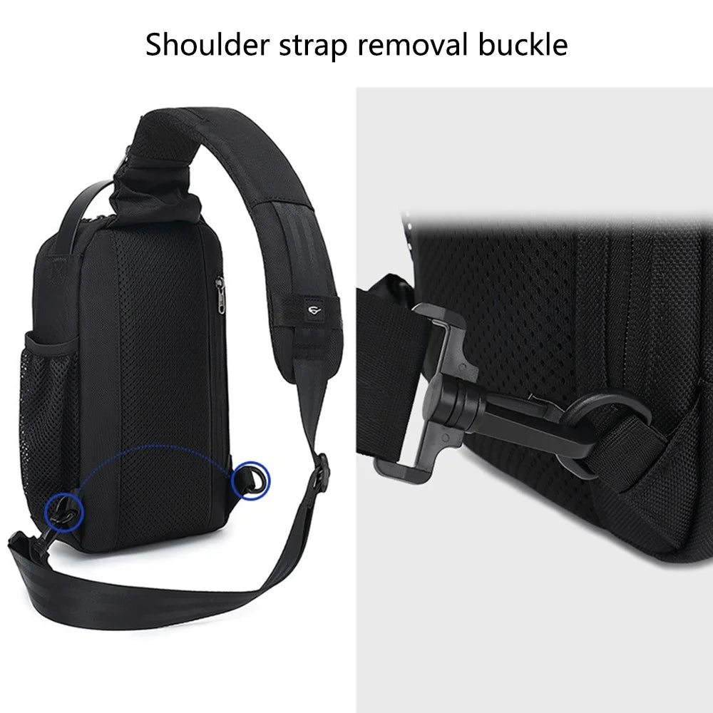 COOLBELL CB-7201 Crossbody Bag Men Stylish Chest Pack with External Charging Port - Black - 4