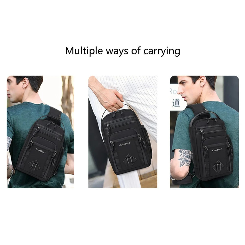 COOLBELL CB-7201 Crossbody Bag Men Stylish Chest Pack with External Charging Port - Black - 5