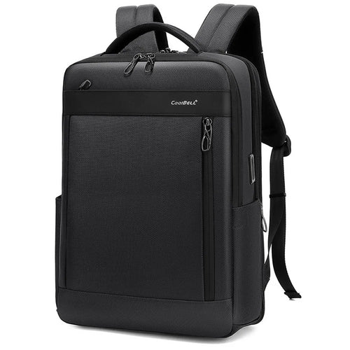 COOLBELL CB-8277 180 Degree Opening Men Business Backpack for 15.6-inch Laptop with USB Charging Port - Black - 1