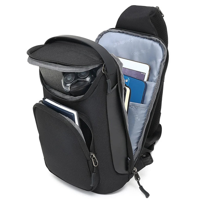 COOLBELL CB-7202 Waterproof Crossbody Bag Men Stylish Chest Pack for iPad 7.9-inch - Black - 3