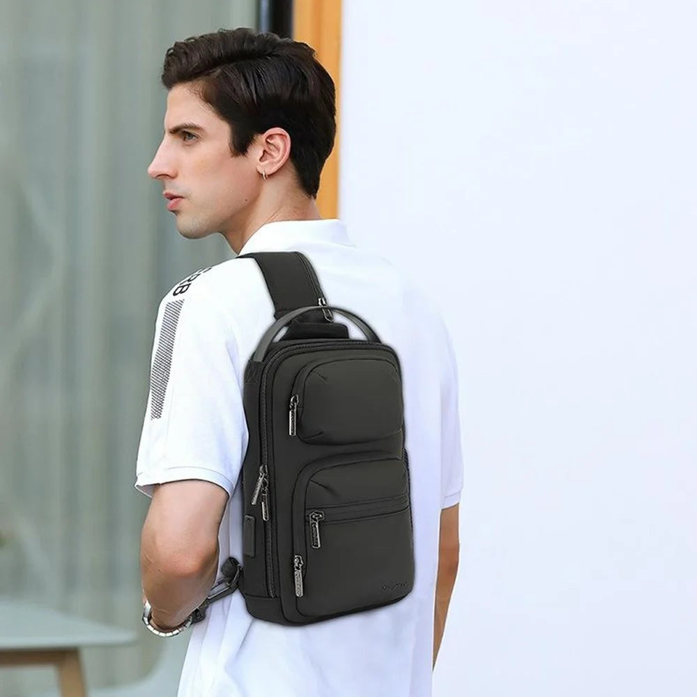 COOLBELL CB-7209 Men's Chest Bag Business Crossbody Bag Travel Shoulder Bag Daypack - Black - 5