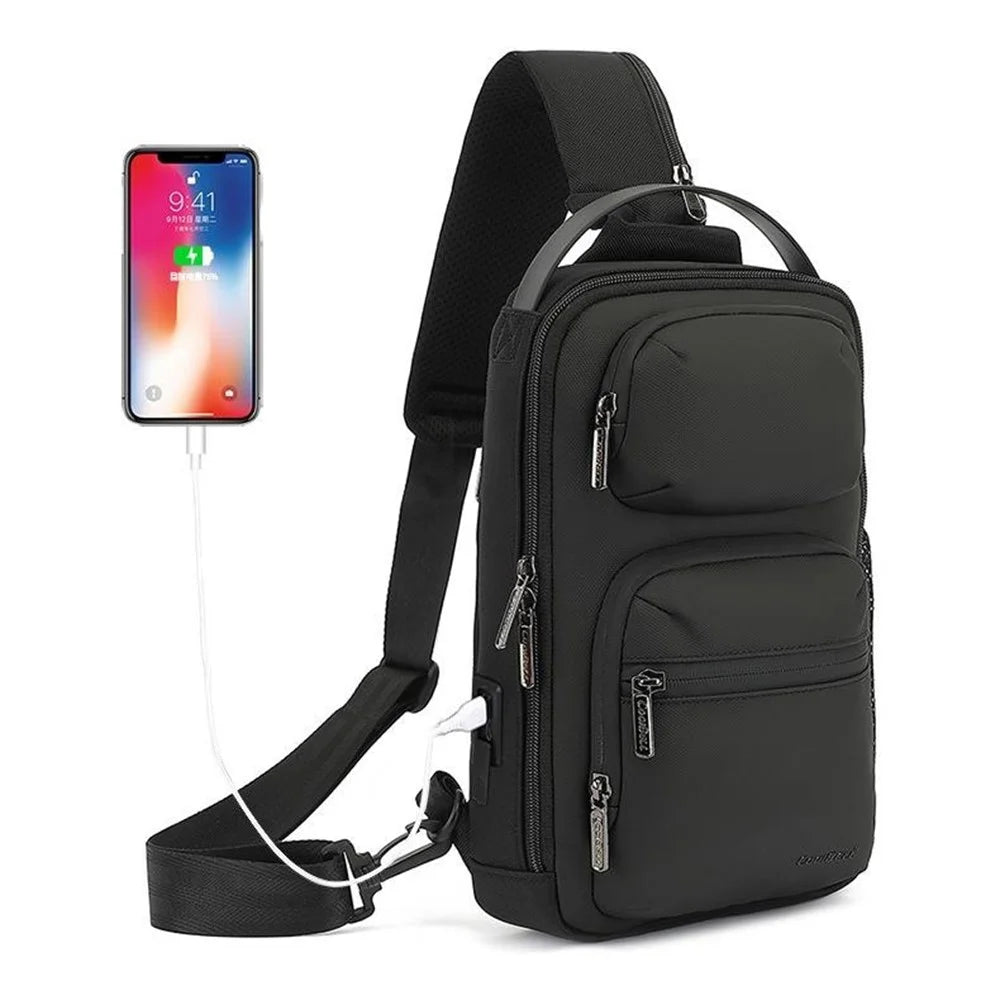 COOLBELL CB-7209 Men's Chest Bag Business Crossbody Bag Travel Shoulder Bag Daypack - Black - 7