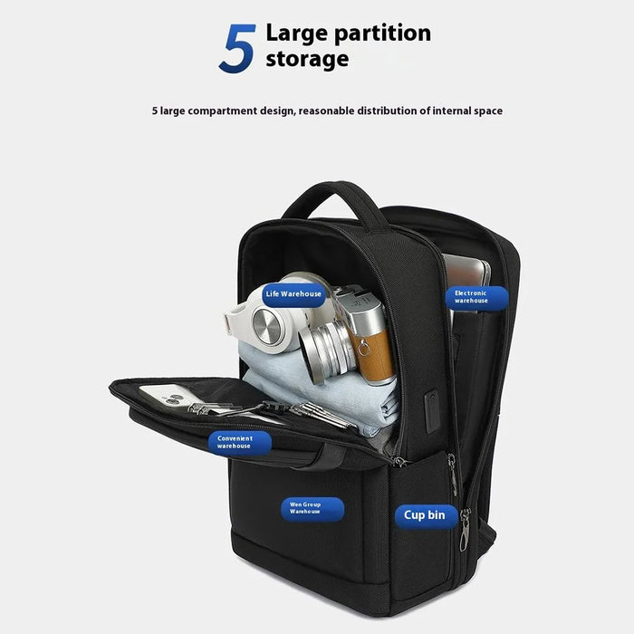 COOLBELL CB-8281 Business Men Shoulder Bag Travel Laptop Backpack with USB Charging Port - Black - 4