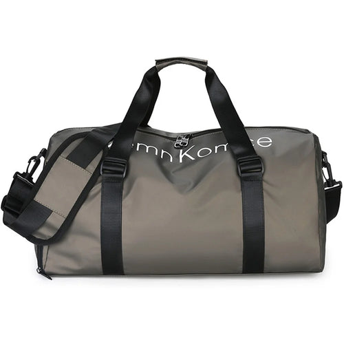 PU Leather Gym Bag Sports Handbag Wet and Dry Separation Pocket Duffle Bag with Shoulder Strap - Champagne - 1
