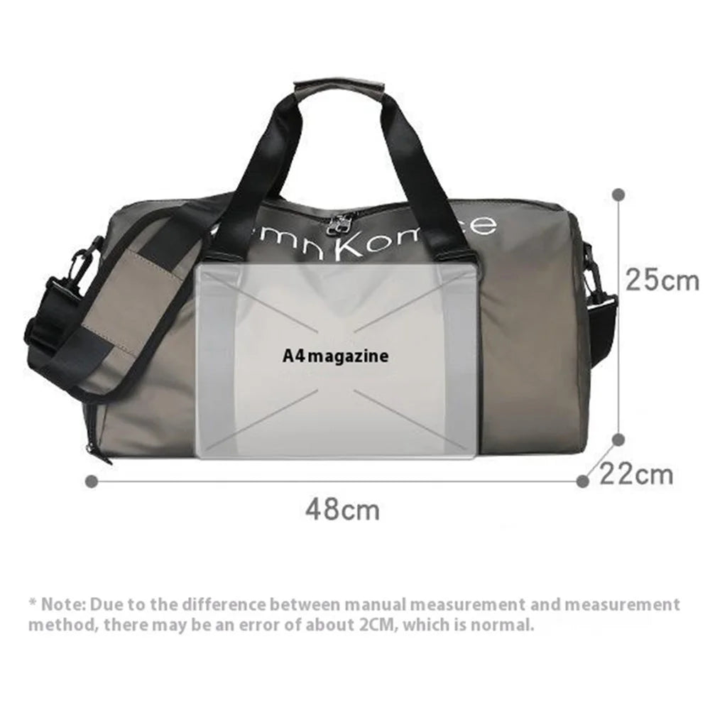 PU Leather Gym Bag Sports Handbag Wet and Dry Separation Pocket Duffle Bag with Shoulder Strap - Champagne - 7