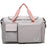 Foldable Large Capacity Travel Duffle Bag Carry-On Gym Weekender Bag with Shoe Compartment - Grey+Pink - 1