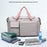 Foldable Large Capacity Travel Duffle Bag Carry-On Gym Weekender Bag with Shoe Compartment - Grey+Pink - 3