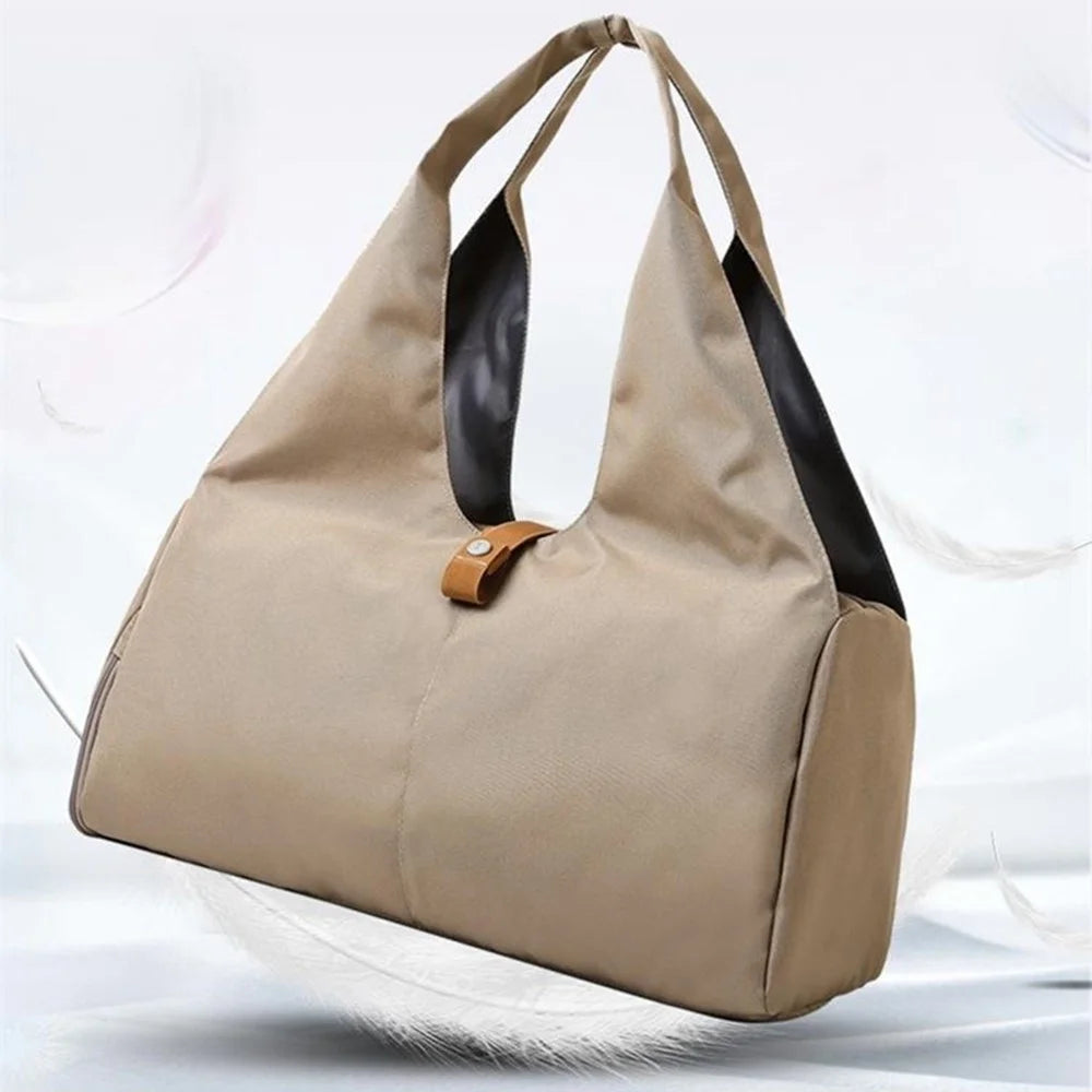 BED-647 Wet and Dry Separation Fitness Yoga Bag Oxford Cloth Travel Tote Bag - Khaki - 4