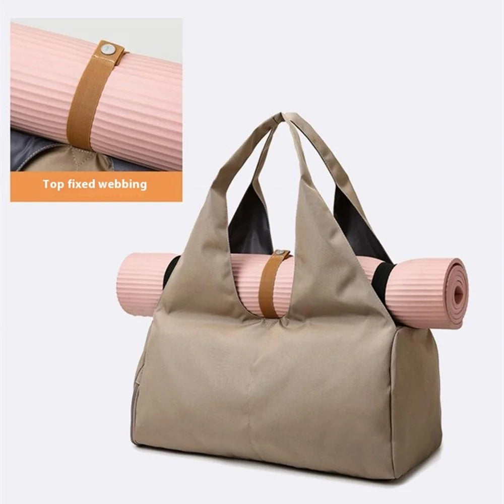 BED-647 Wet and Dry Separation Fitness Yoga Bag Oxford Cloth Travel Tote Bag - Khaki - 5