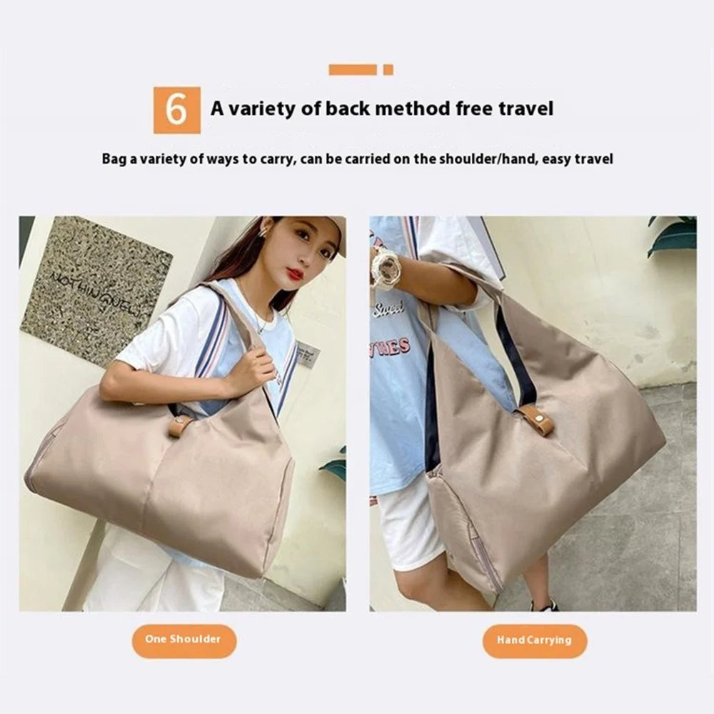 BED-647 Wet and Dry Separation Fitness Yoga Bag Oxford Cloth Travel Tote Bag - Khaki - 7