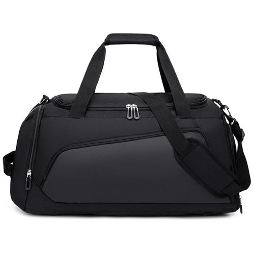 TL001 Oxford Cloth Gym Bag Travel Duffle Bag with Shoe Compartment, Wet Pocket - Black - 1