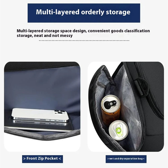 TL001 Oxford Cloth Gym Bag Travel Duffle Bag with Shoe Compartment, Wet Pocket - Black - 6