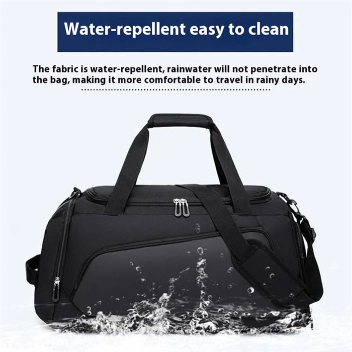 TL001 Oxford Cloth Gym Bag Travel Duffle Bag with Shoe Compartment, Wet Pocket - Black - 7