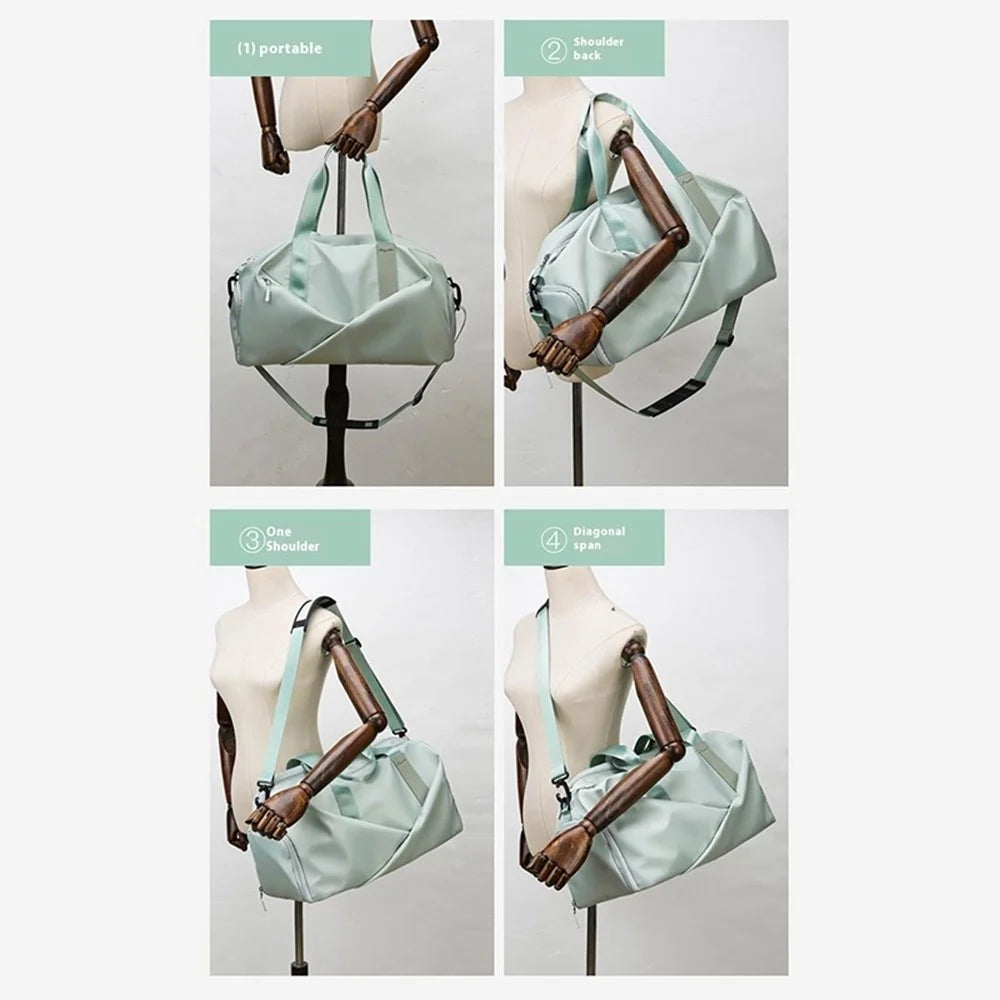 BED-318 Oxford Cloth Sports Handbag Wet and Dry Separation Pocket Gym Bag Duffle Bag, Size: L - Green - 5
