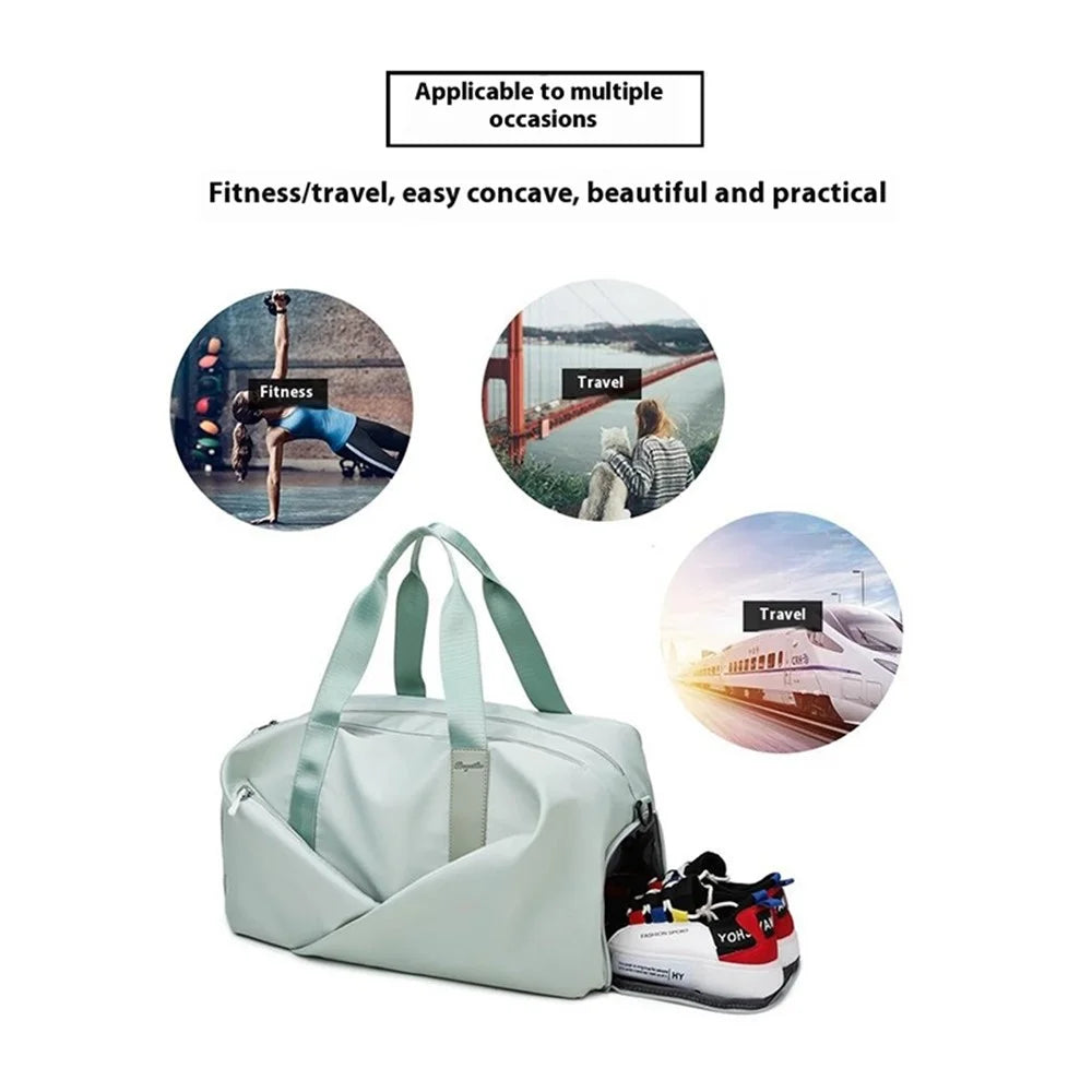 BED-318 Oxford Cloth Sports Handbag Wet and Dry Separation Pocket Gym Bag Duffle Bag, Size: L - Green - 6
