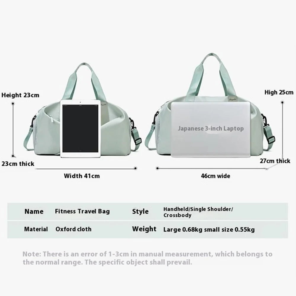 BED-318 Oxford Cloth Sports Handbag Wet and Dry Separation Pocket Gym Bag Duffle Bag, Size: L - Green - 7
