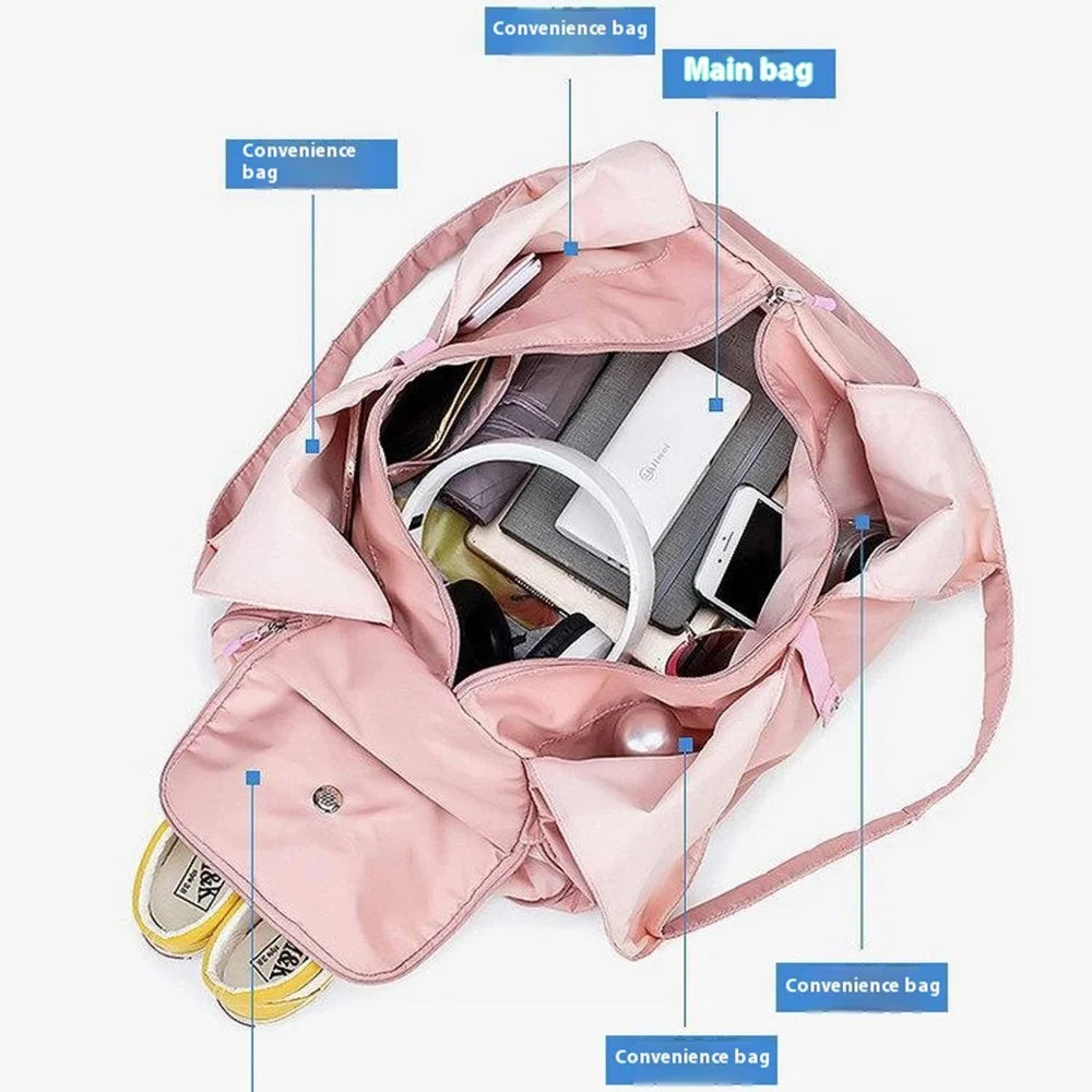 BED-9B07 Fitness Yoga Swimming Bag Oxford Cloth Casual Travel Tote Bag - Pink - 2