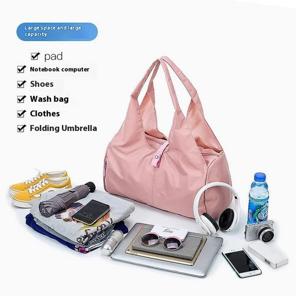 BED-9B07 Fitness Yoga Swimming Bag Oxford Cloth Casual Travel Tote Bag - Pink - 3