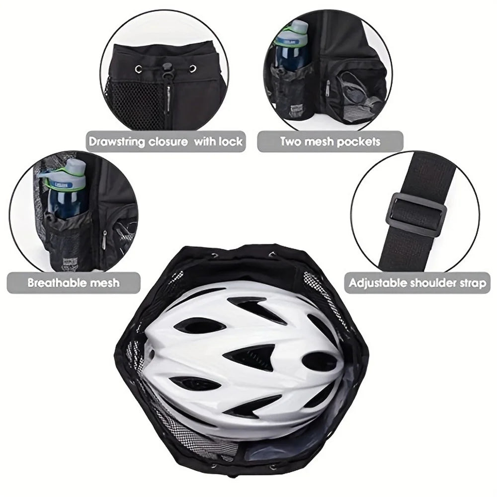 HALIN A4011 Outdoor Travel Swimming Climbing Dual Shoulder Bag Drawstring Mesh Design Backpack - Black - 4