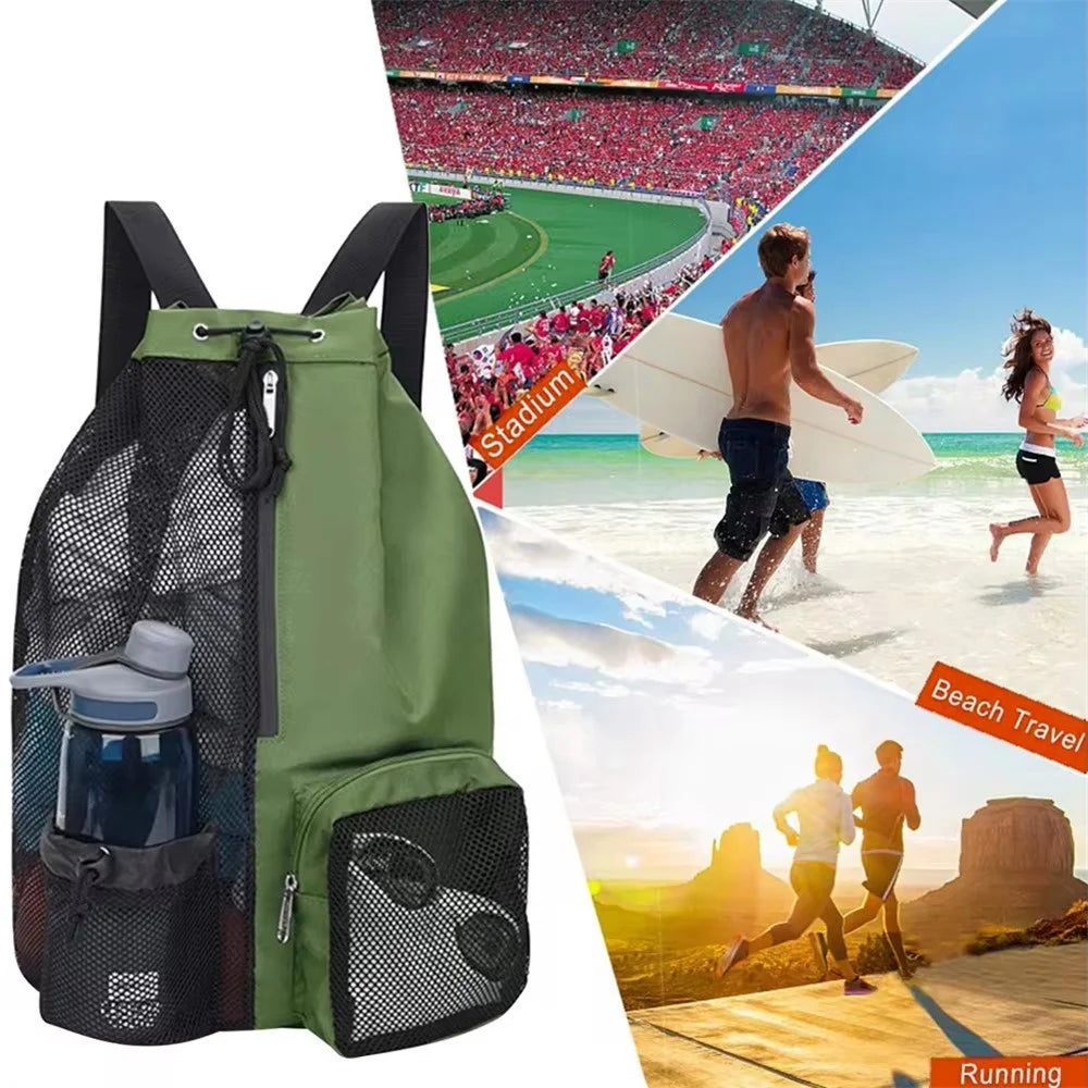 HALIN A4011 Outdoor Travel Swimming Climbing Dual Shoulder Bag Drawstring Mesh Design Backpack - Black - 6