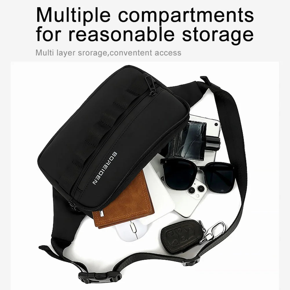 BOREIDEN BD1430 Men's Chest Bag Oxford Cloth Crossbody Bag Waterproof Daypack Travel Bag - 4