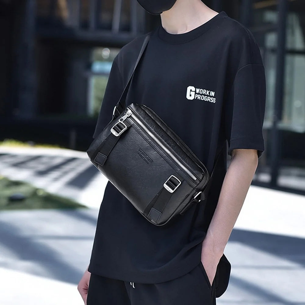 WEIXIER D524 Men All-Match Messenger Bag Waterproof PU Leather Crossbody Bag - Black - 2